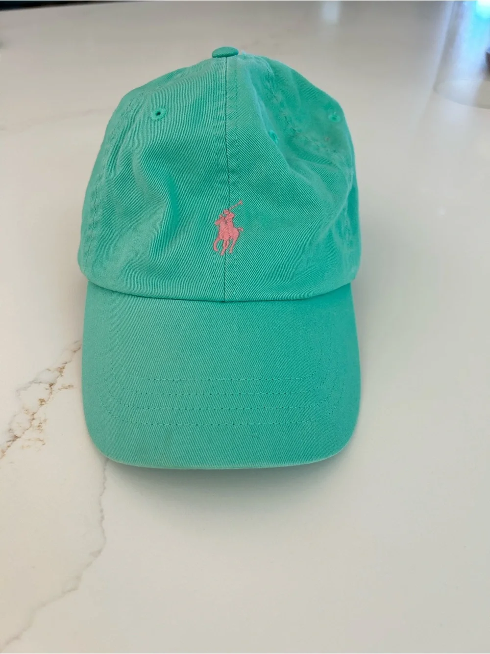 Ralph Lauren Polo Green Baseball Cap with Pink Pony